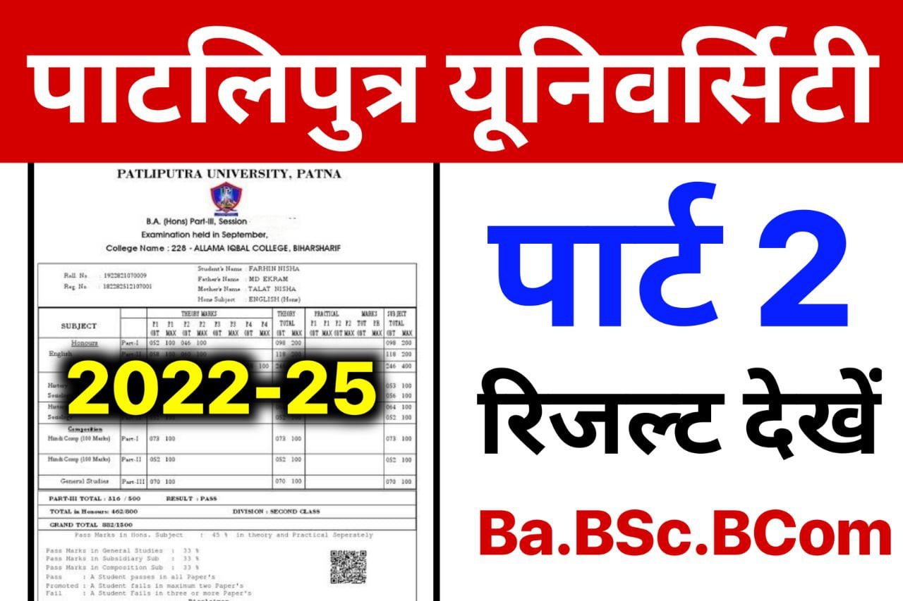 PPU Part 2 Result 2024 (Session 2022-25), BA BSc BCom, Marksheet PDF