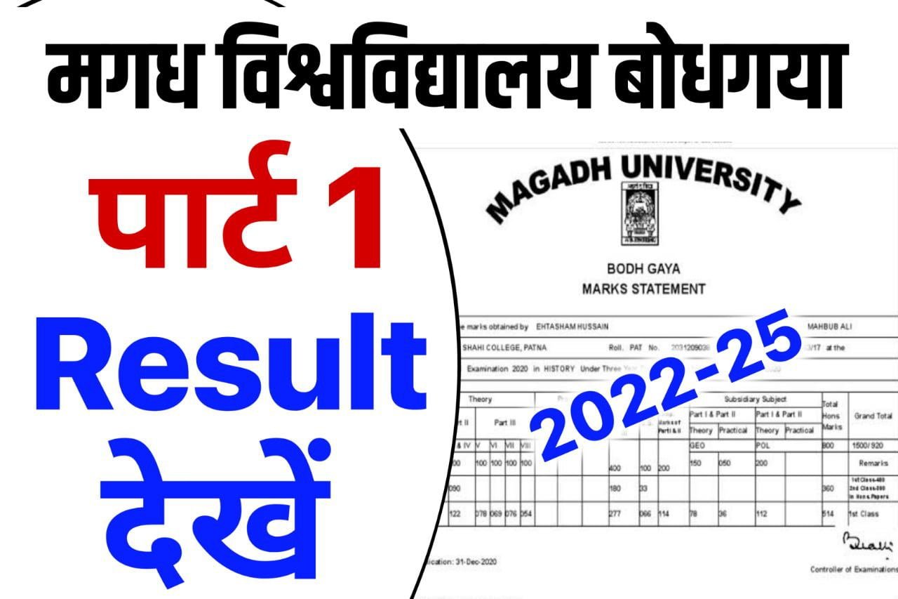 Magadh University Part 1 Result 2024 (Session 2022-25), Check BA BSc BCom Marksheet