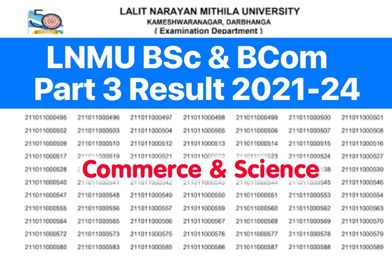 LNMU BSc & BCom Part 3 Result 2024 ,(2021-24), Check UG Commerce , Science 3rd year Result