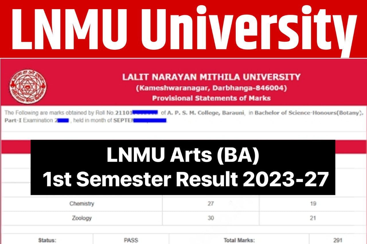 LNMU Arts 1st Semester Result 2024 (Session 2023-2027) For BA Stream