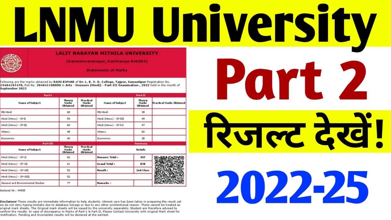 LNMU Part 2 Result 2024 Declared Today (2022-25), Check BA BSc BCom 2nd Year Results